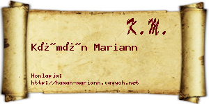 Kámán Mariann névjegykártya